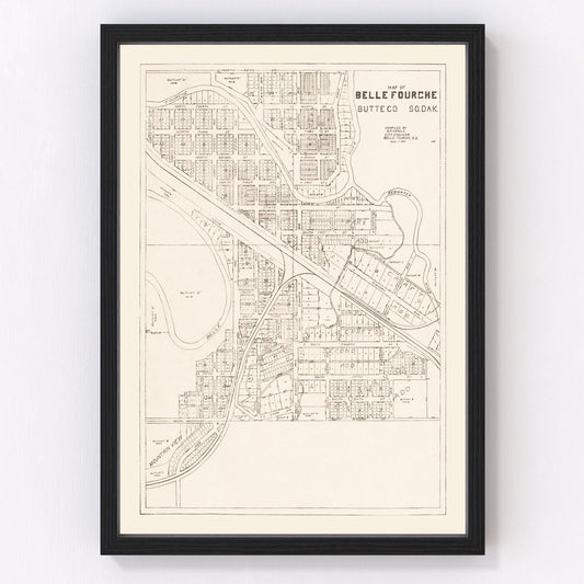 Vintage Map of Belle Fourche, South Dakota 1949