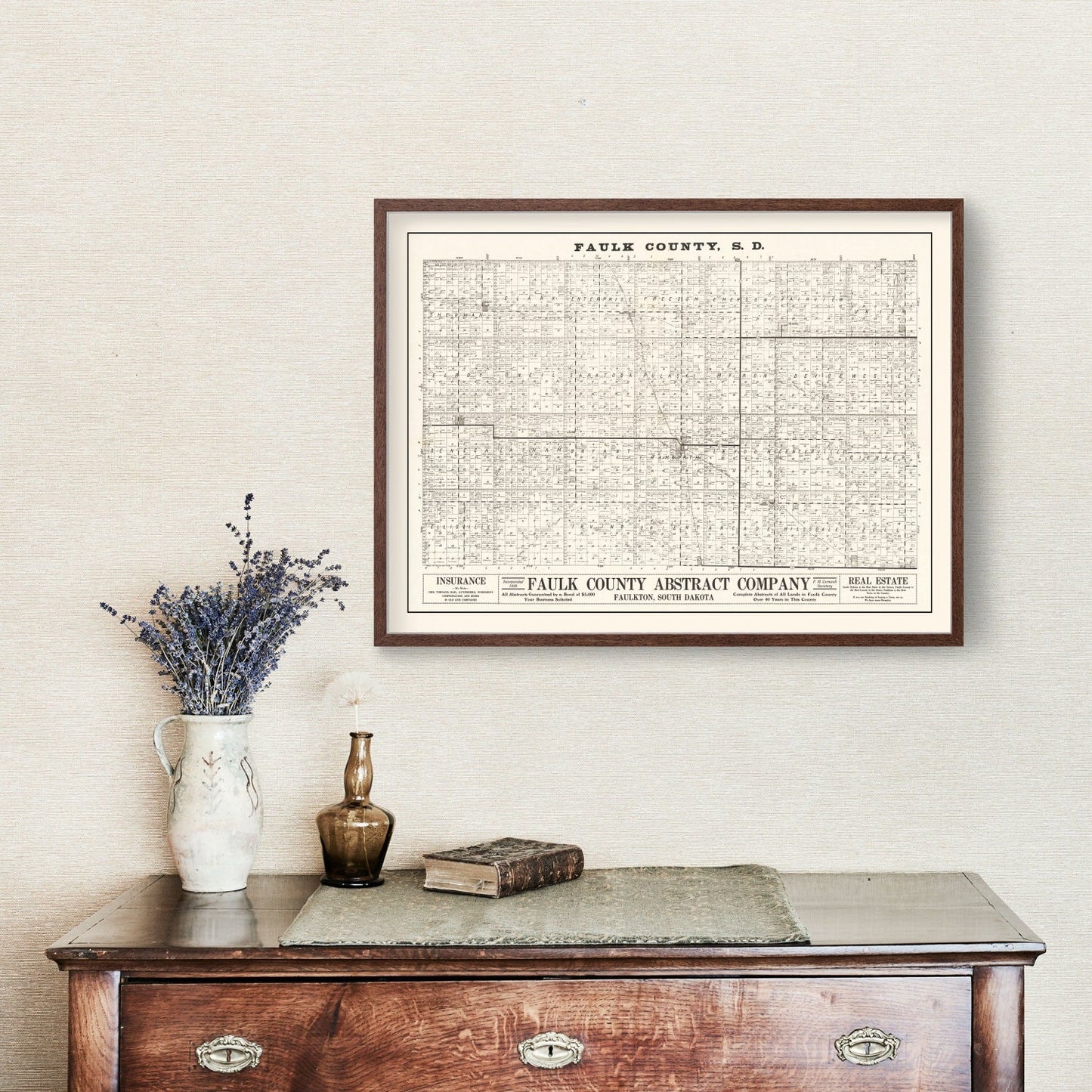 Vintage Map of Faulk County, South Dakota 1900