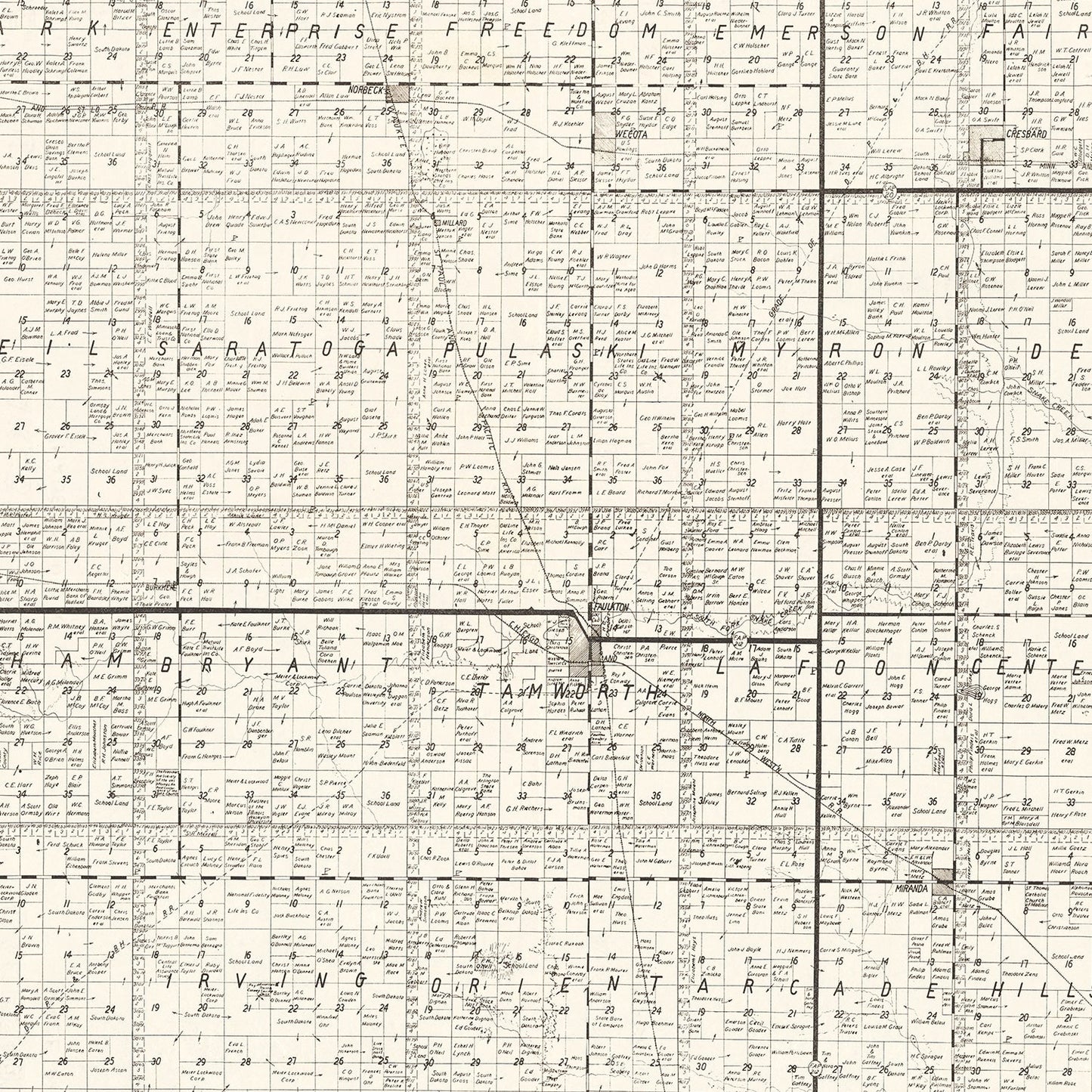Vintage Map of Faulk County, South Dakota 1900