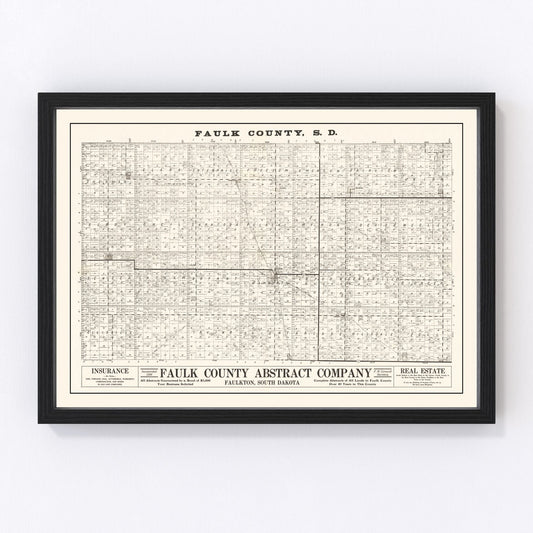 Vintage Map of Faulk County, South Dakota 1900