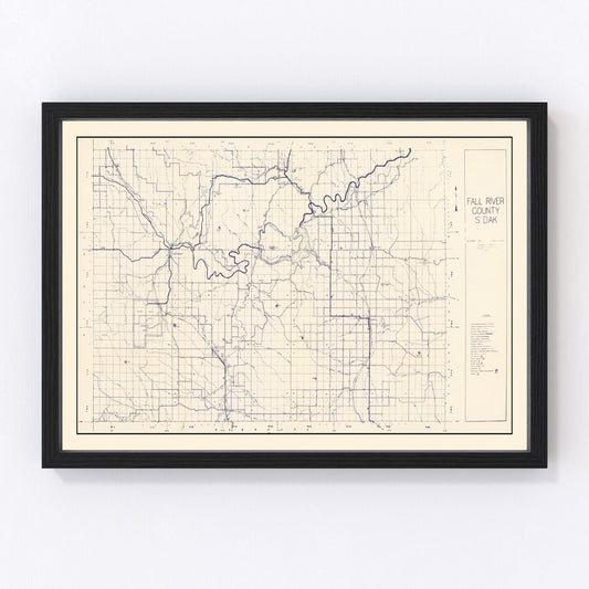 Vintage Map of Fall River County, South Dakota 1951