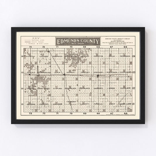 Vintage Map of Edmunds County, South Dakota 1918