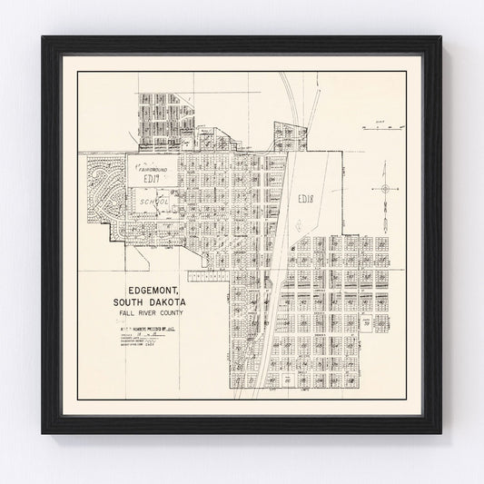 Vintage Map of Edgemont, South Dakota 1970