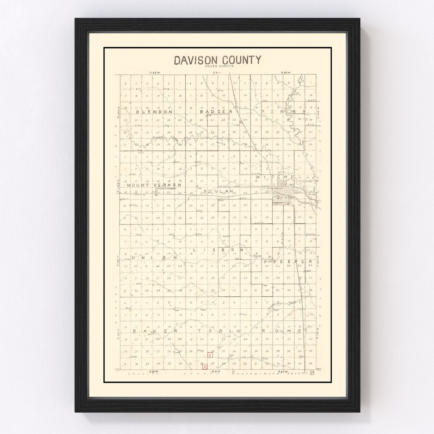 Vintage Map of Davison County, South Dakota 1900