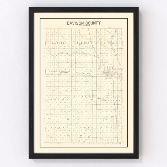 Vintage Map of Davison County, South Dakota 1900