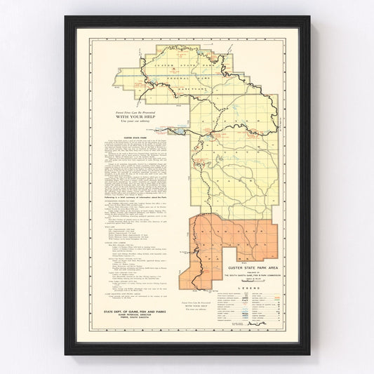 Vintage Custer State Park SD Map 1940