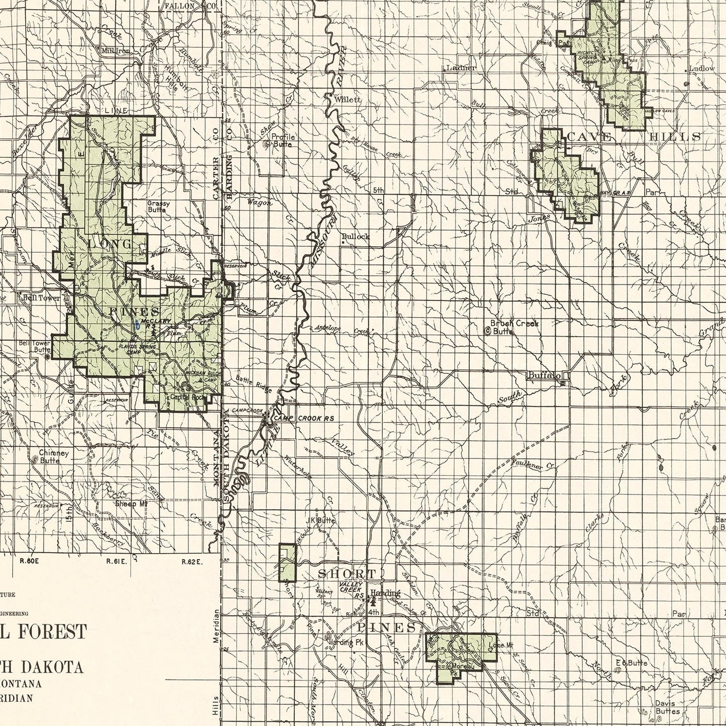 Vintage Custer National Forest Map 1938