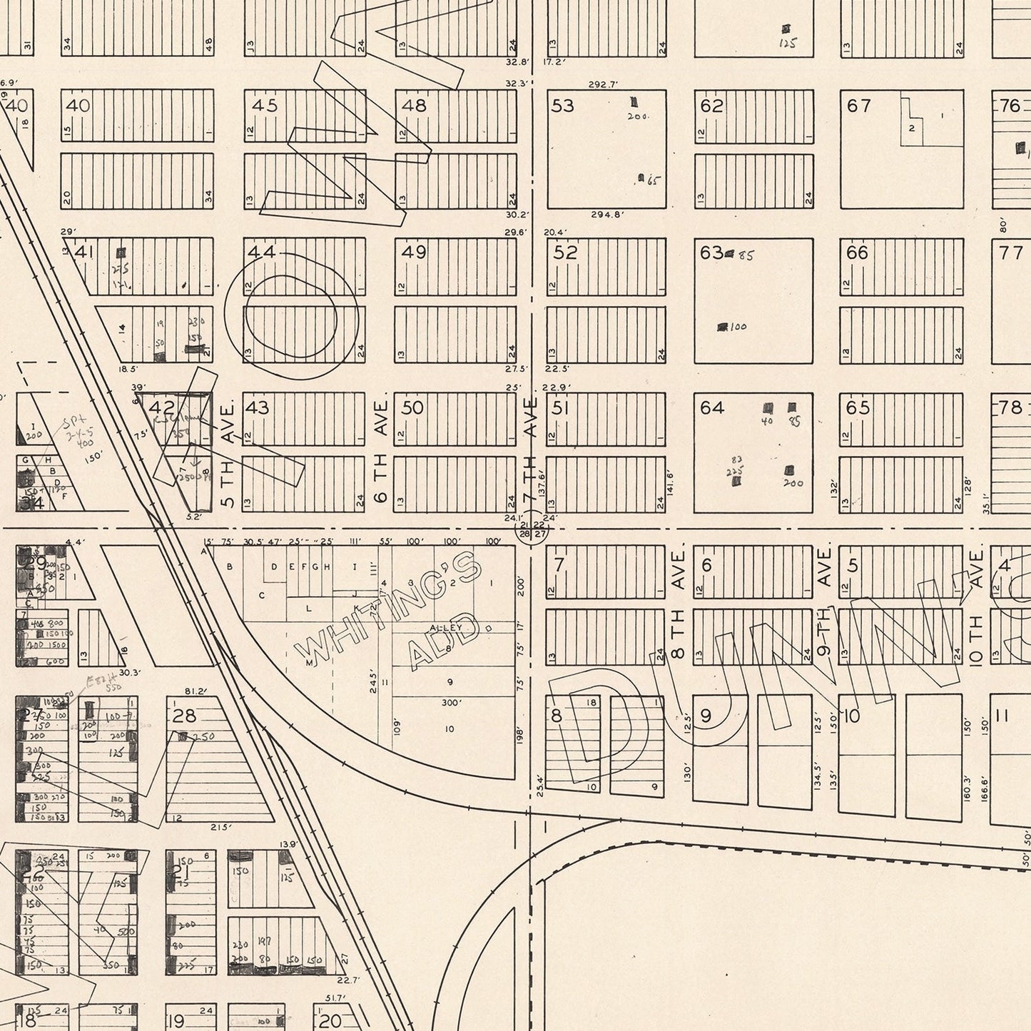 Vintage Map of Woonsocket, South Dakota 1950