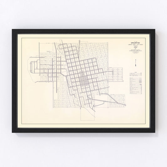 Vintage Map of Spearfish, South Dakota 1969