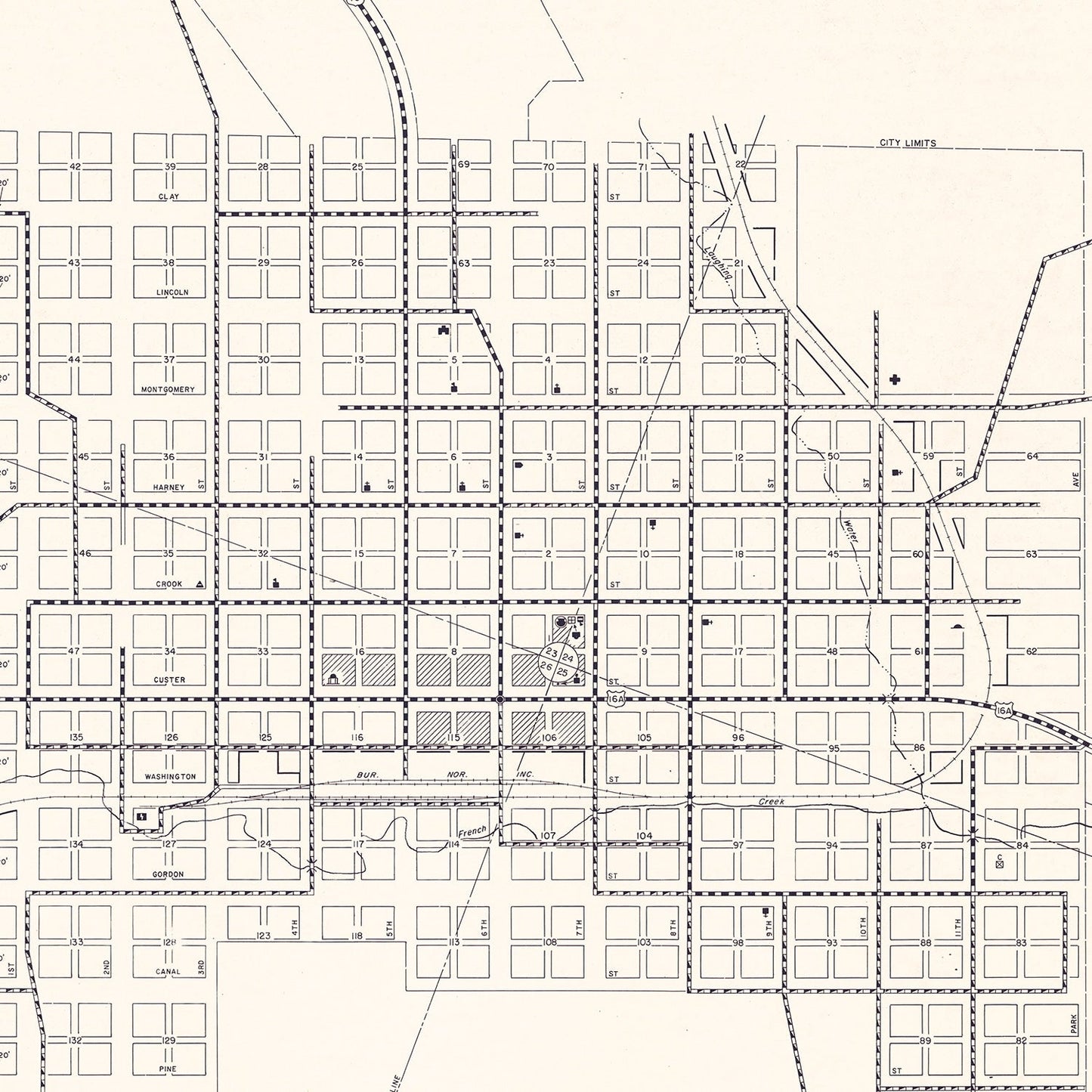 Vintage Map of Custer, South Dakota 1969
