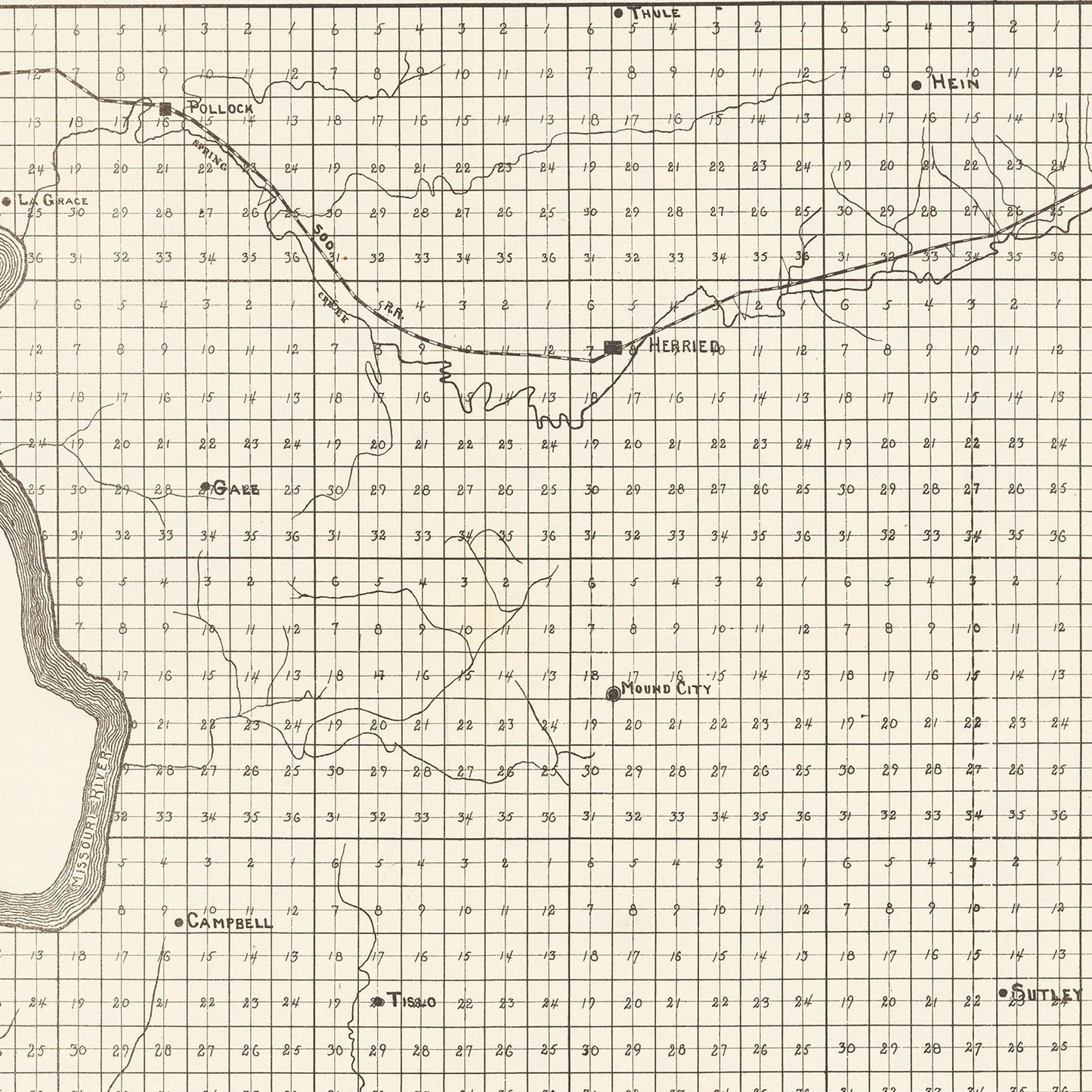 Vintage Map of Campbell County, South Dakota 1908