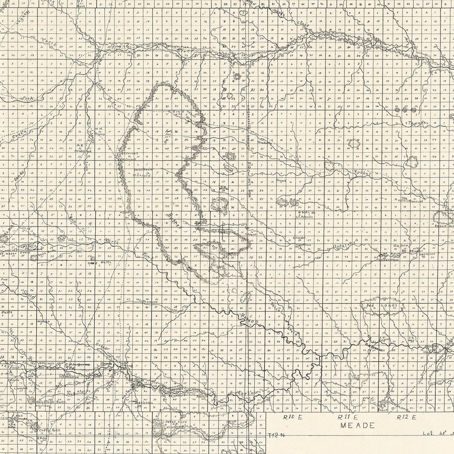 Vintage Map of Butte County, South Dakota 1902