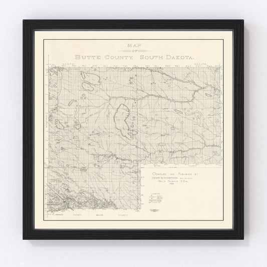Vintage Map of Butte County, South Dakota 1902