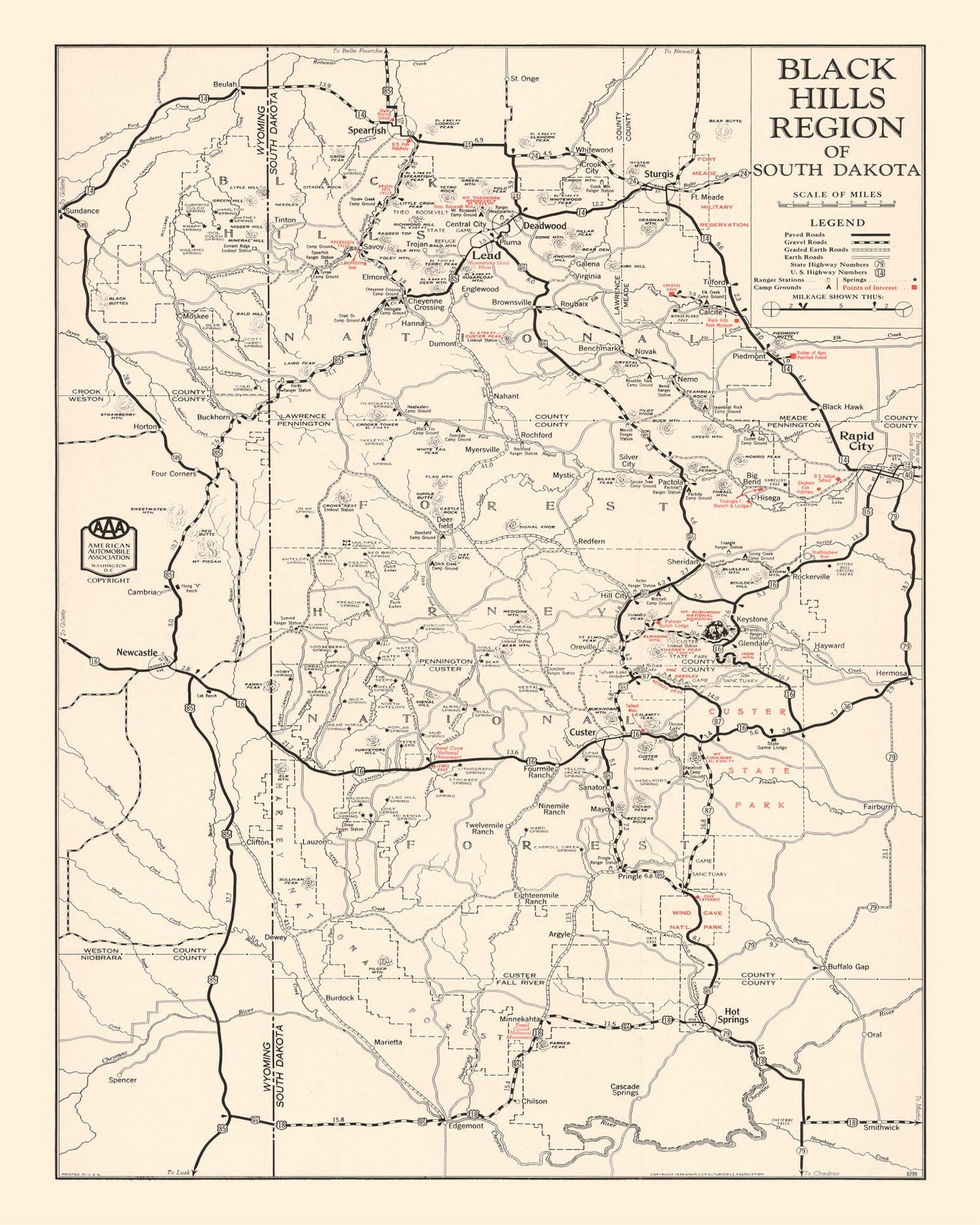 Vintage Black Hills Map 1939