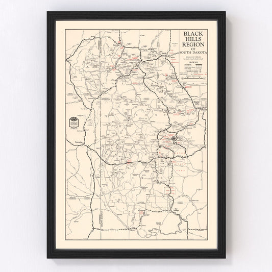 Vintage Black Hills Map 1939