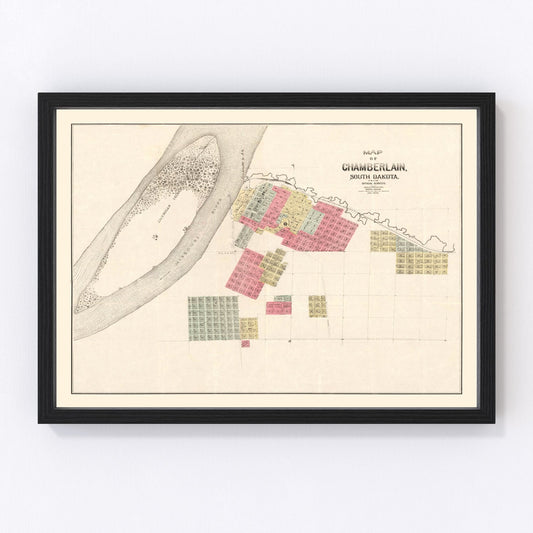 Vintage Map of Chamberlain, South Dakota 1890
