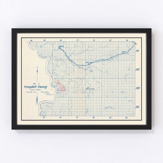 Vintage Map of Campbell County, South Dakota 1947