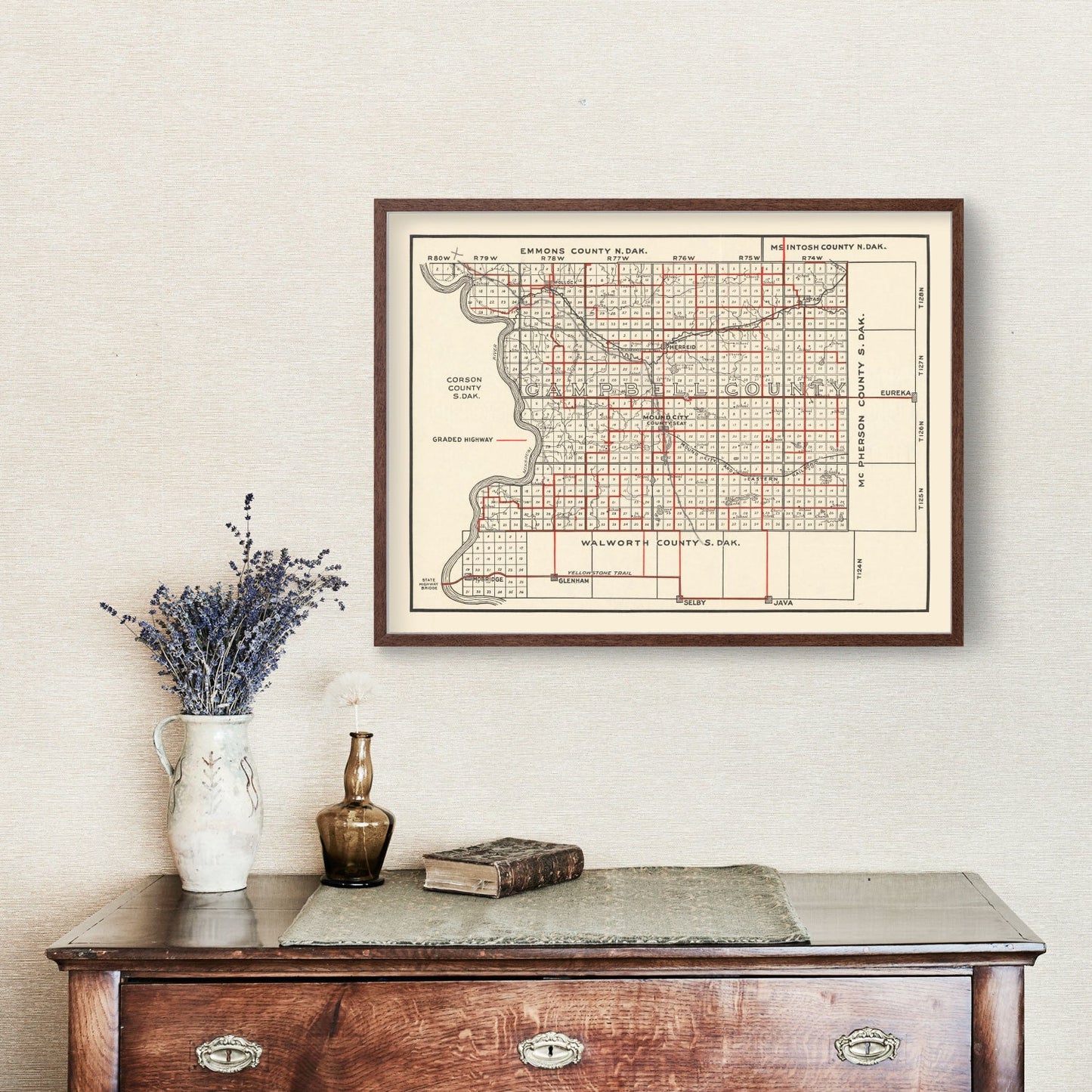Vintage Map of Campbell County, South Dakota 1900