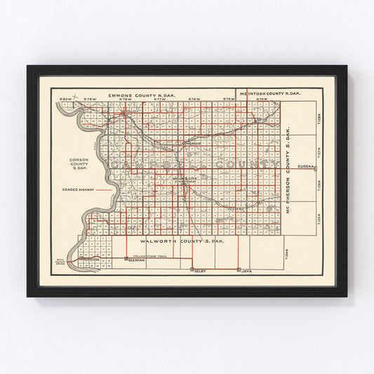 Vintage Map of Campbell County, South Dakota 1900