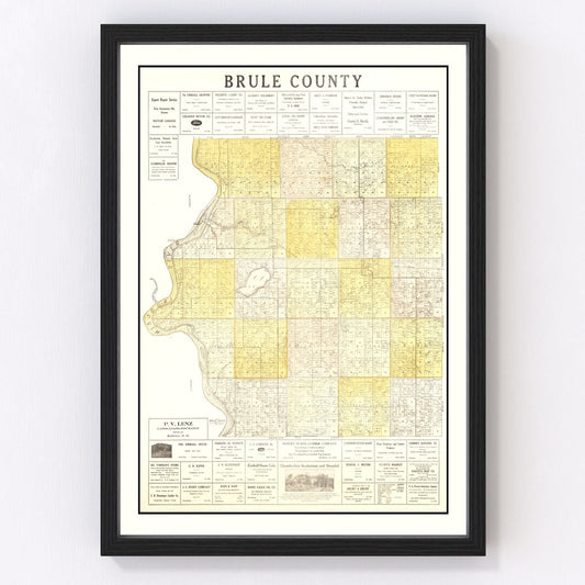 Vintage Map of Brule County, South Dakota 1930