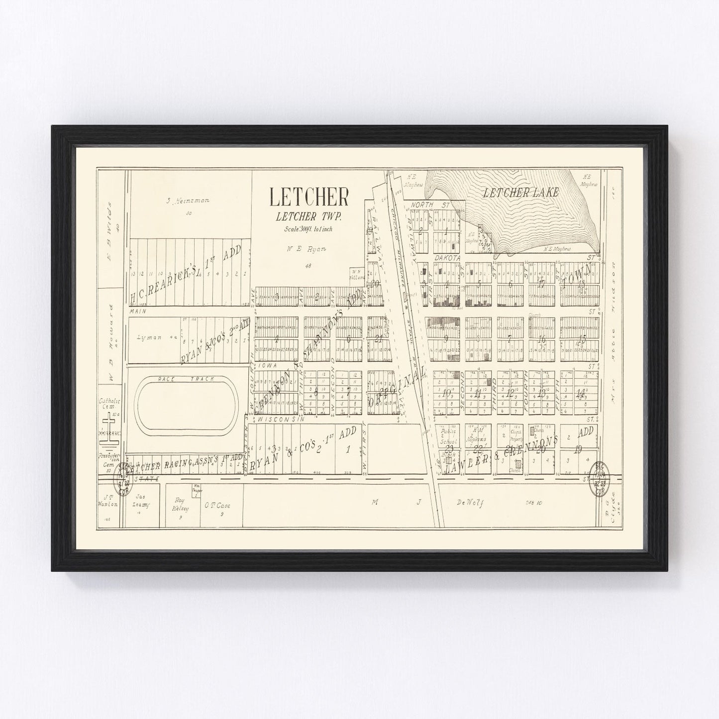 Vintage Map of Letcher, South Dakota 1884