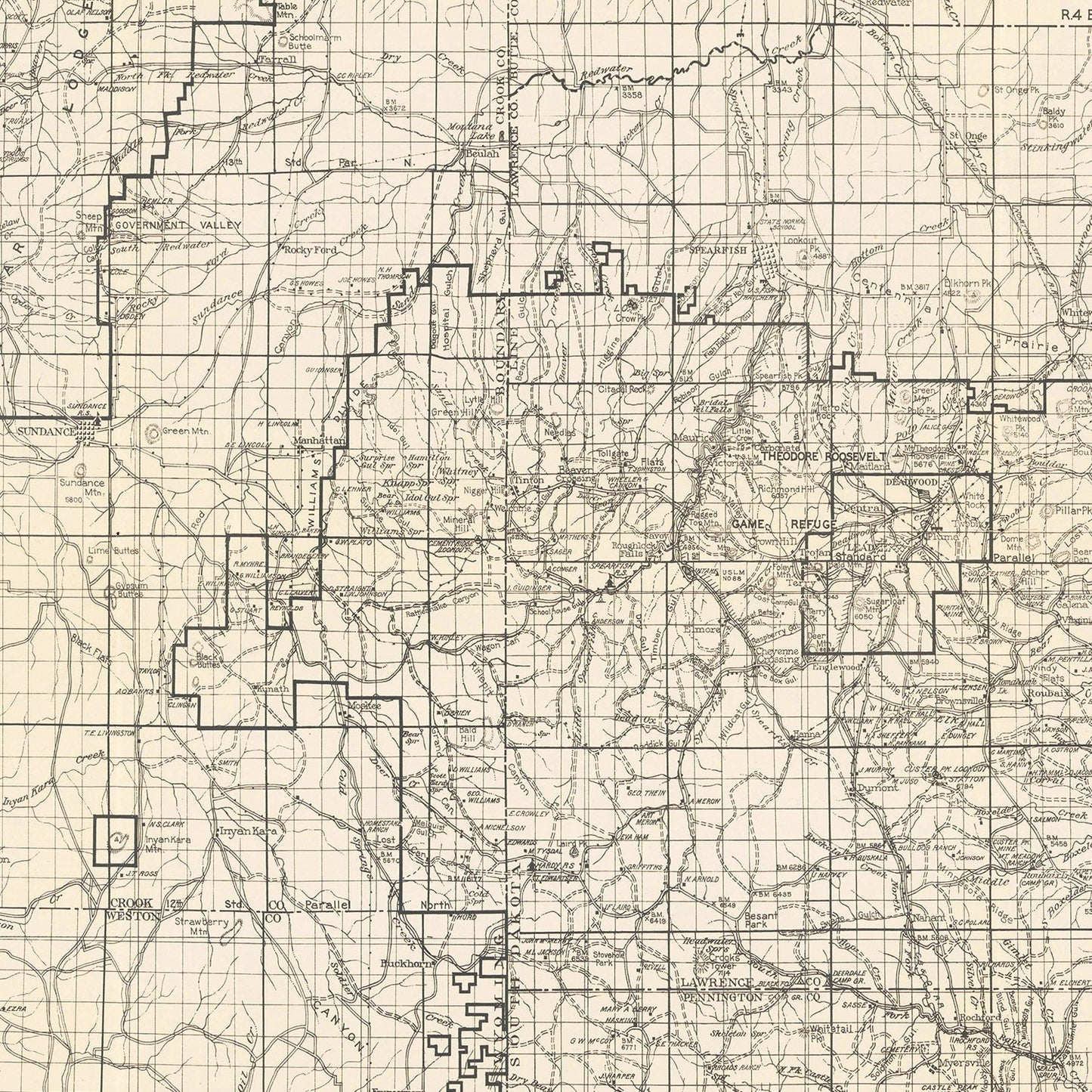 Vintage Harney National Forest Map 1939