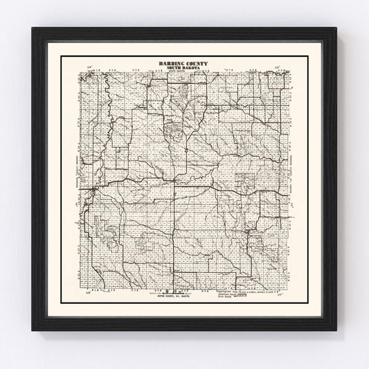 Vintage Map of Harding County, South Dakota 1952
