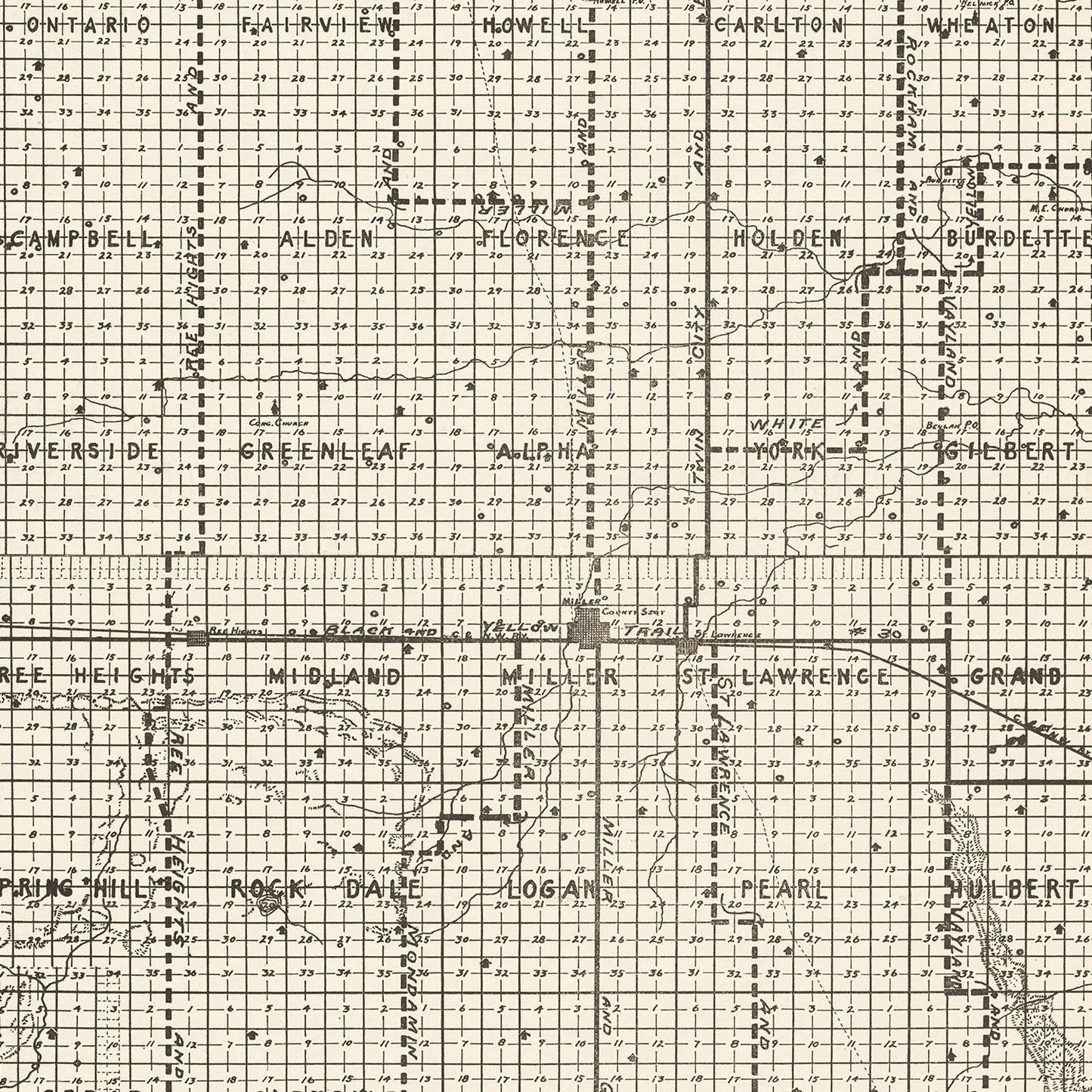 Vintage Map of Hand County, South Dakota 1900