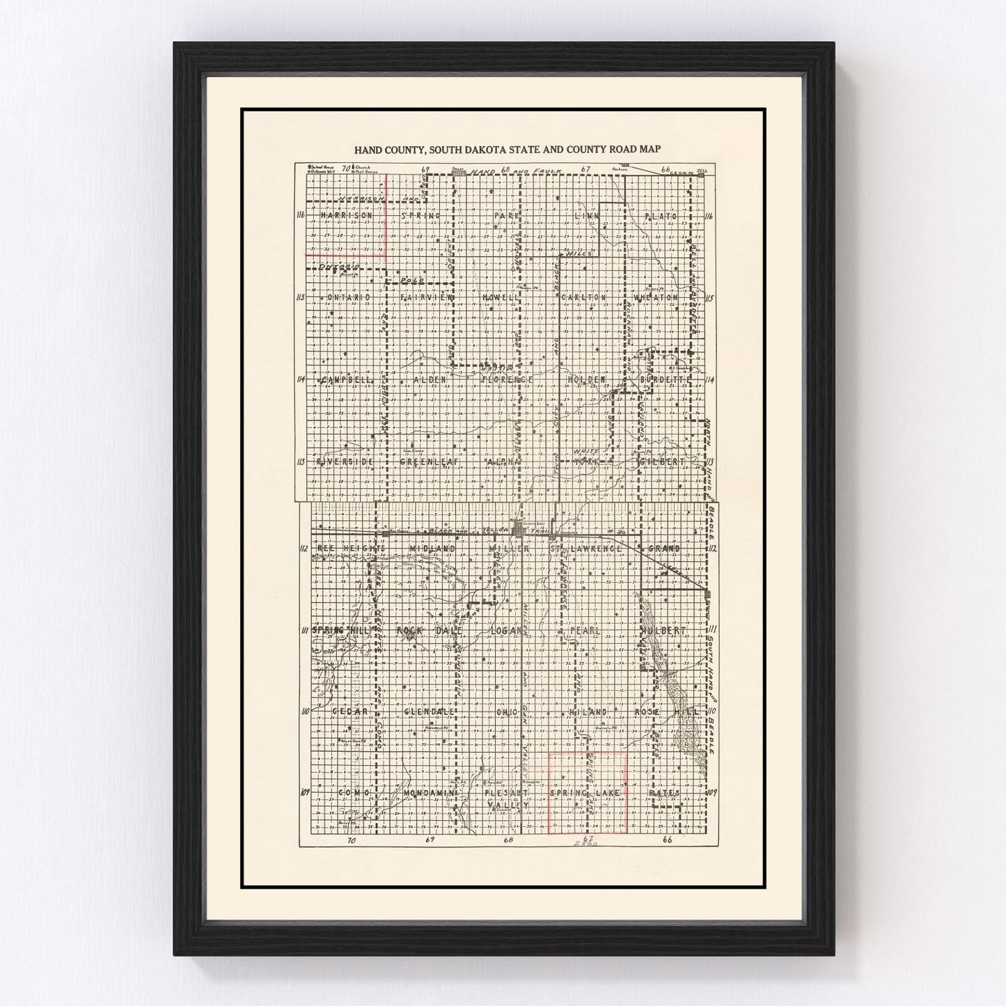 Vintage Map of Hand County, South Dakota 1900