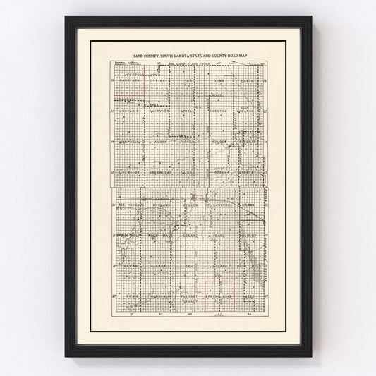 Vintage Map of Hand County, South Dakota 1900