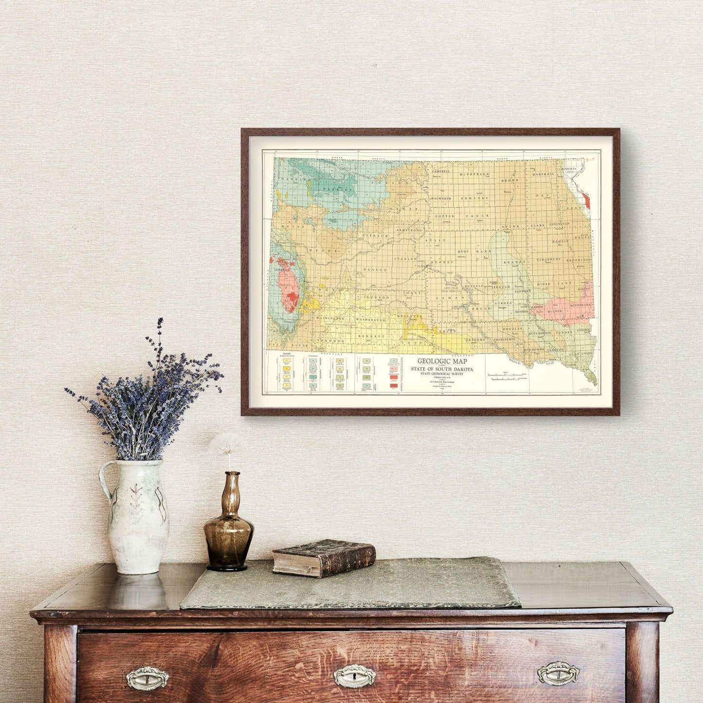 Vintage Map of South Dakota 1932