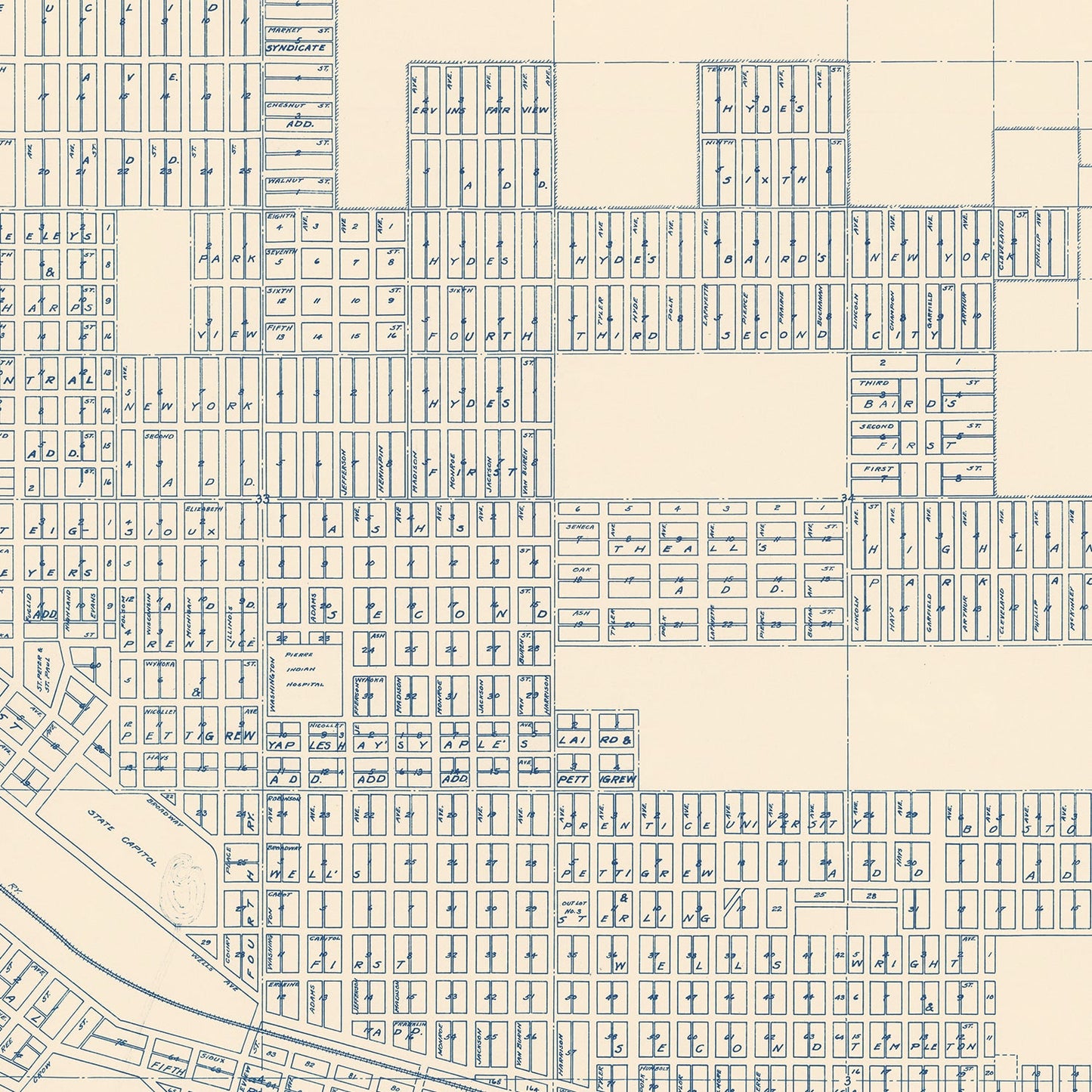 Vintage Map of Pierre, South Dakota 1931