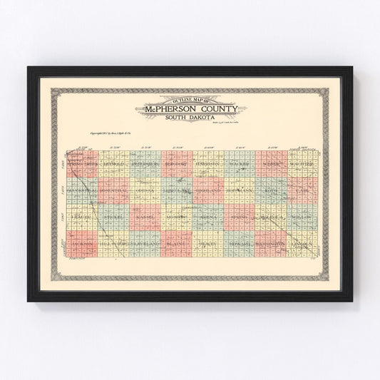Vintage Map of McPherson County, South Dakota 1911