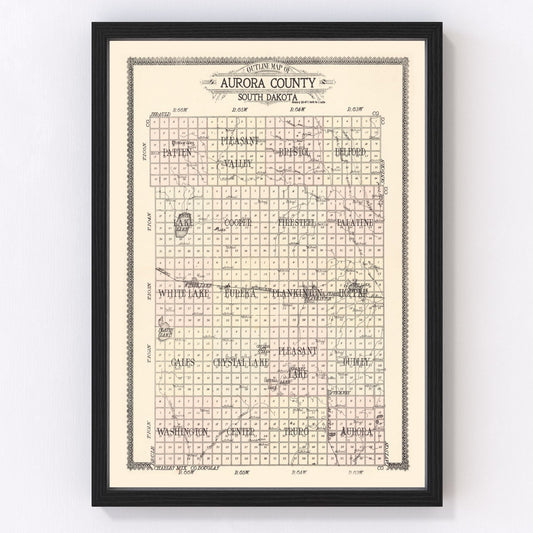 Vintage Map of Aurora County, South Dakota 1911