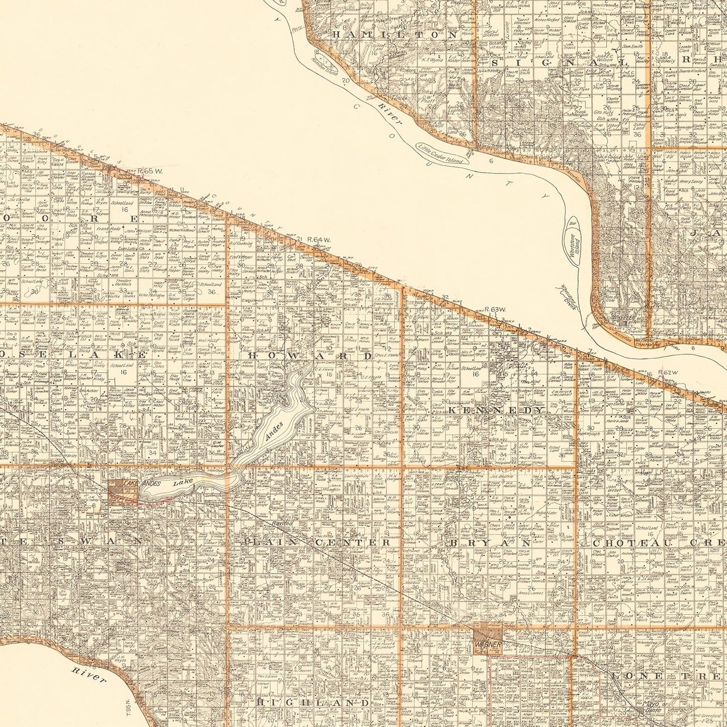 Vintage Map of Charles Mix County, South Dakota 1909