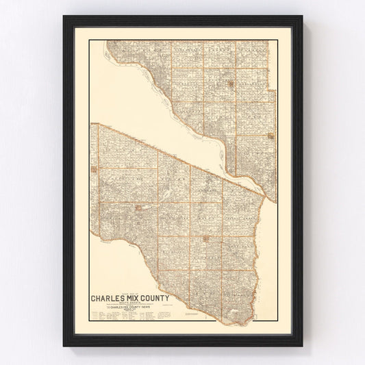 Vintage Map of Charles Mix County, South Dakota 1909