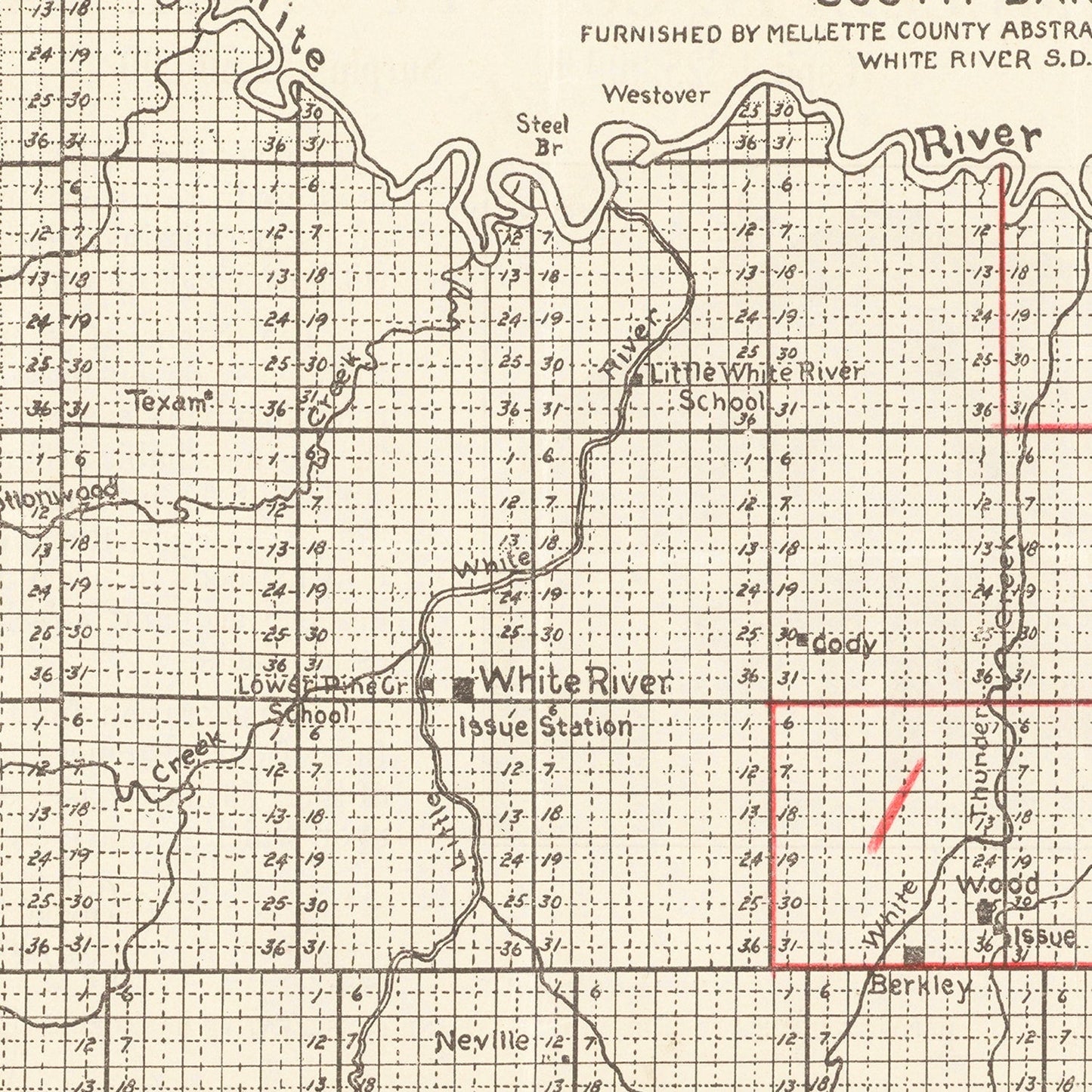 Vintage Map of Mellette County, South Dakota 1900