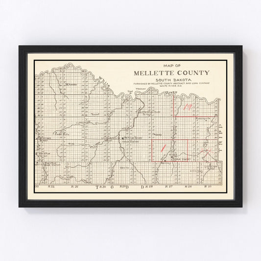 Vintage Map of Mellette County, South Dakota 1900