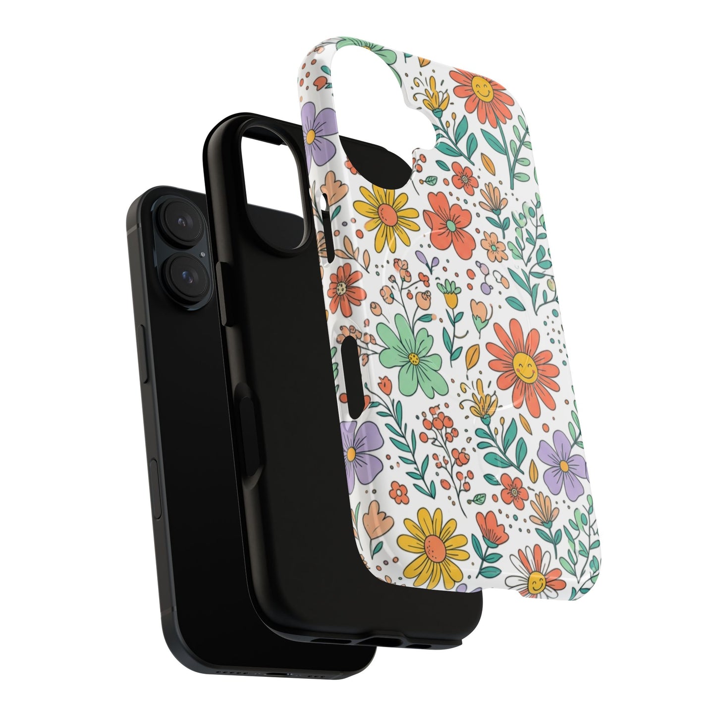 Floral Doodle Tough Magnetic Phone Case – Colorful Wildflower Protection