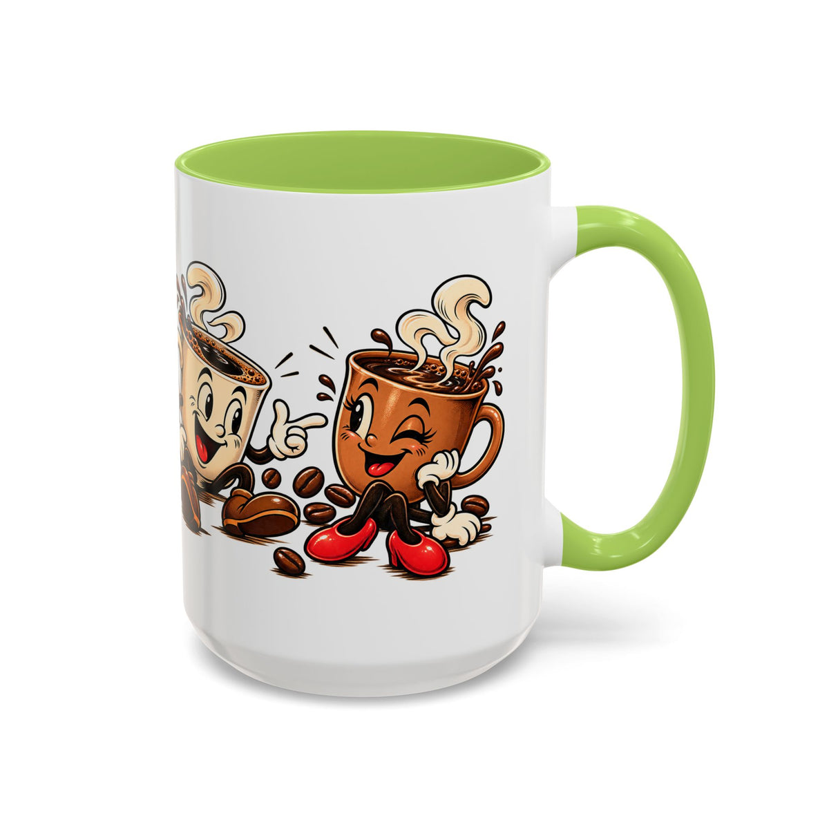 Coffee Cartoon Mug — Cute Dancing Coffee Cups Accent Mug