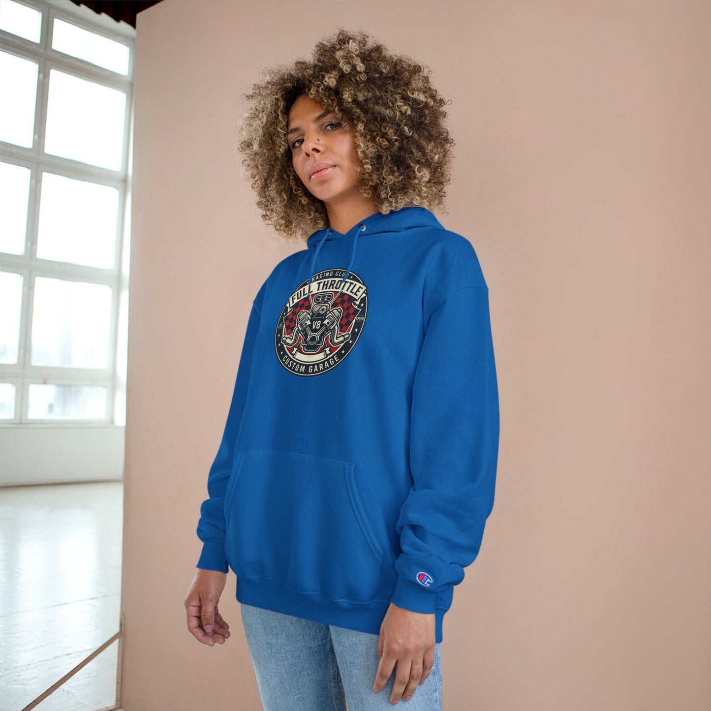 Full Throttle Champion Hoodie — Vintage Racing Graphic