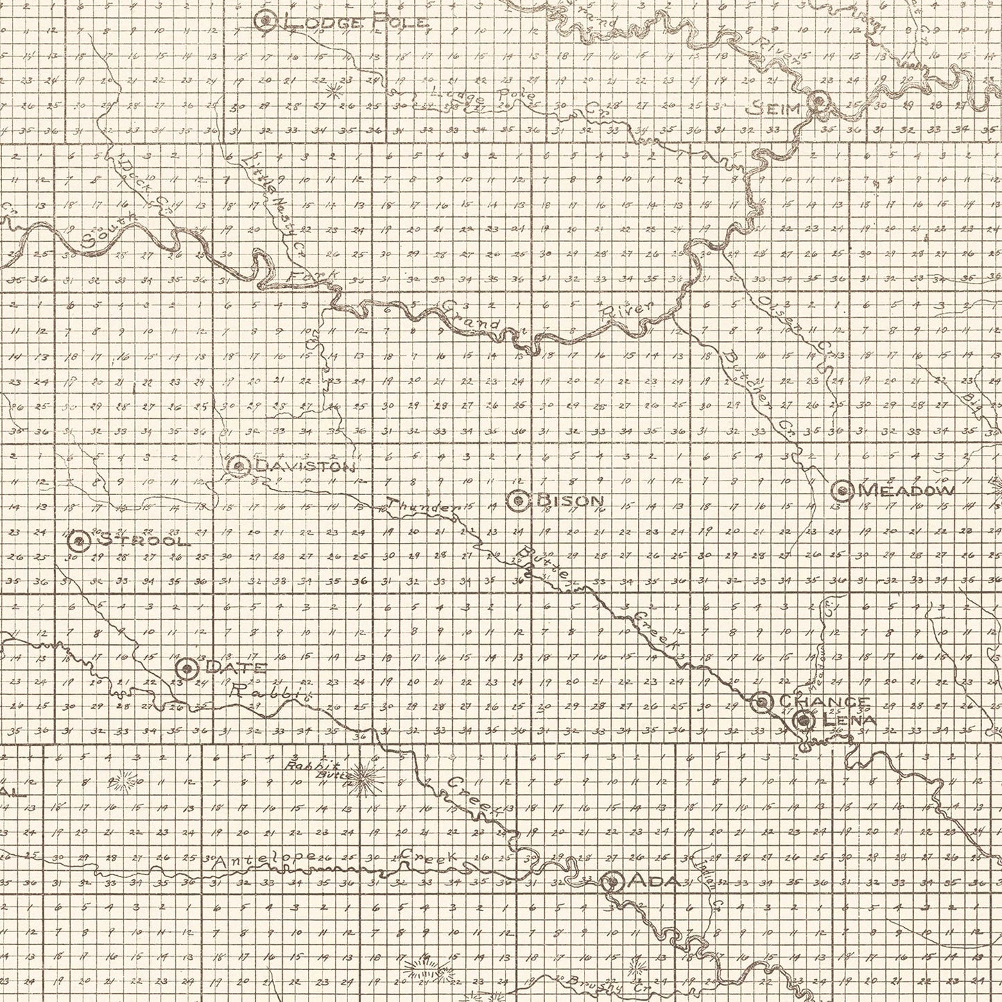 Vintage Map of Perkins County, South Dakota 1919