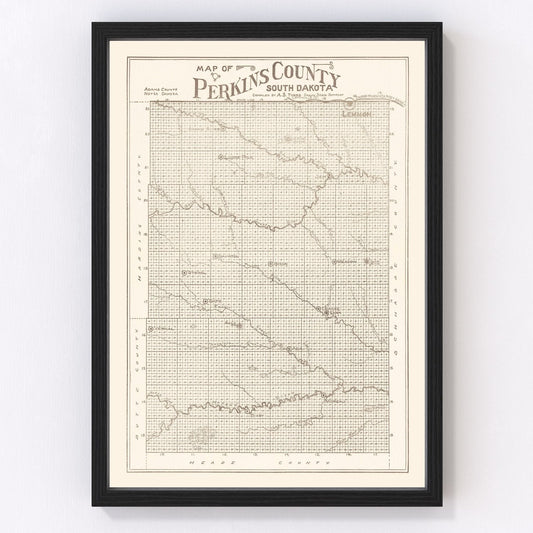 Vintage Map of Perkins County, South Dakota 1919