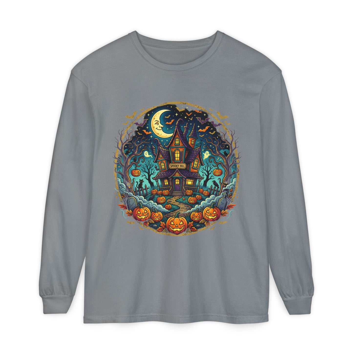 Haunted House Halloween Long Sleeve Tee