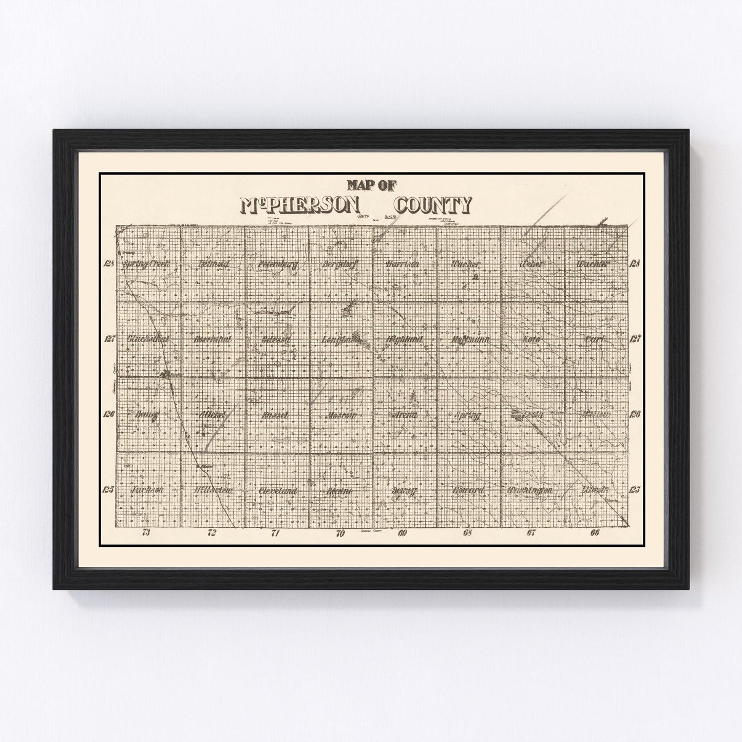 Vintage Map of McPherson County, South Dakota 1914