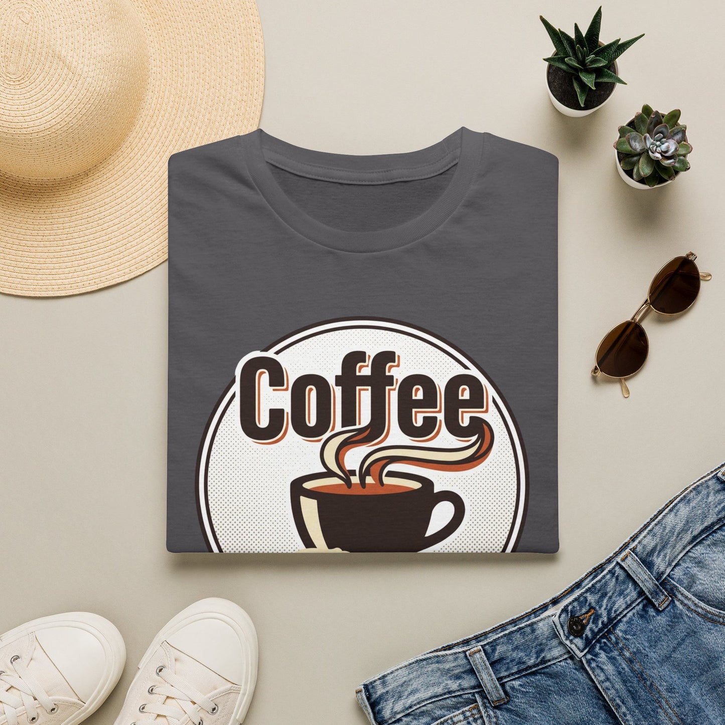 Coffee First T-Shirt — Retro Coffee Cup Graphic Tee for Coffee Lovers