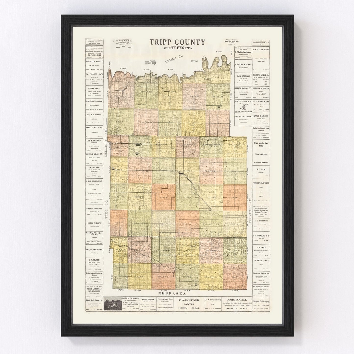 Vintage Map of Tripp County, South Dakota 1930