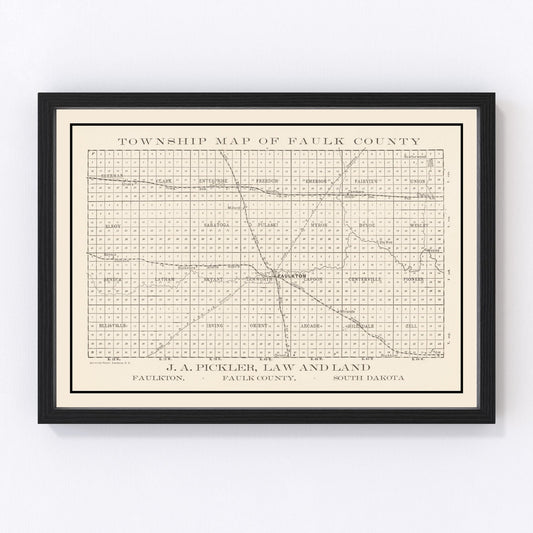 Vintage Map of Faulk County, South Dakota 1900