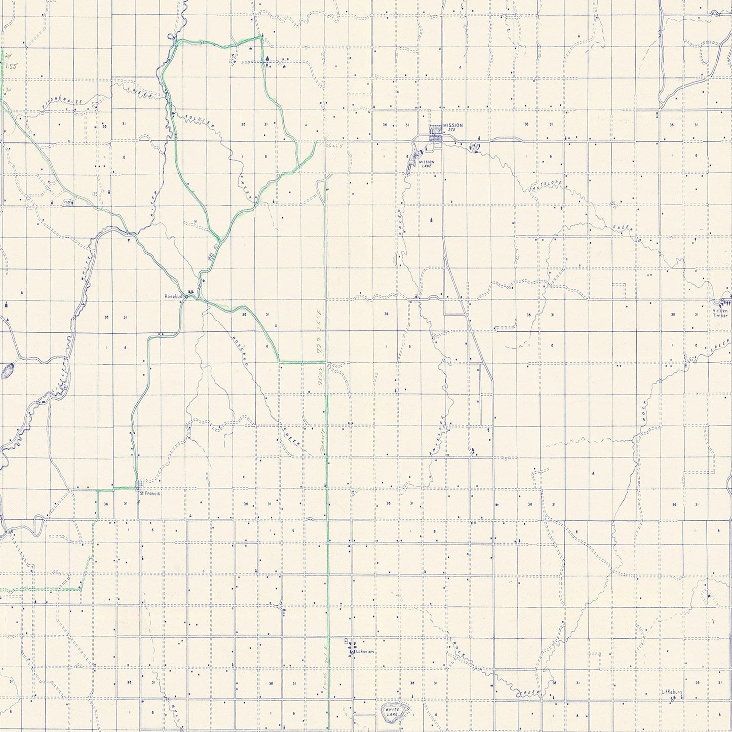 Vintage Map of Todd County, South Dakota 1900