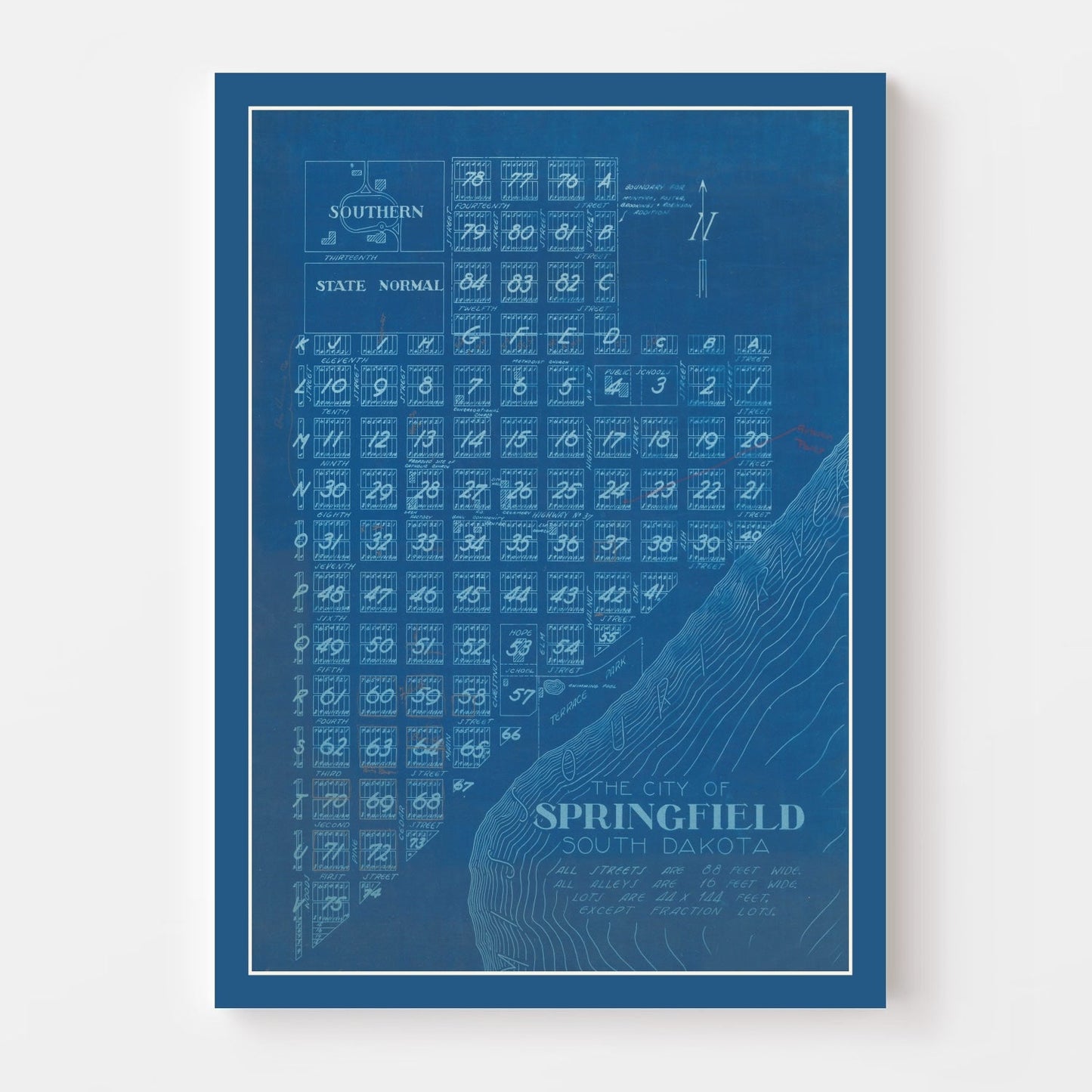 Vintage Map of Springfield, South Dakota 1881